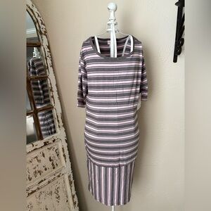 LuLaRoe Striped Purple and Pink Midi Dress